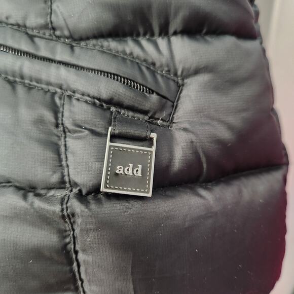 ADD Lightweight Down Hooded Vest 10 Black Cozycore Fall Casual Athlesure - Picture 6 of 10